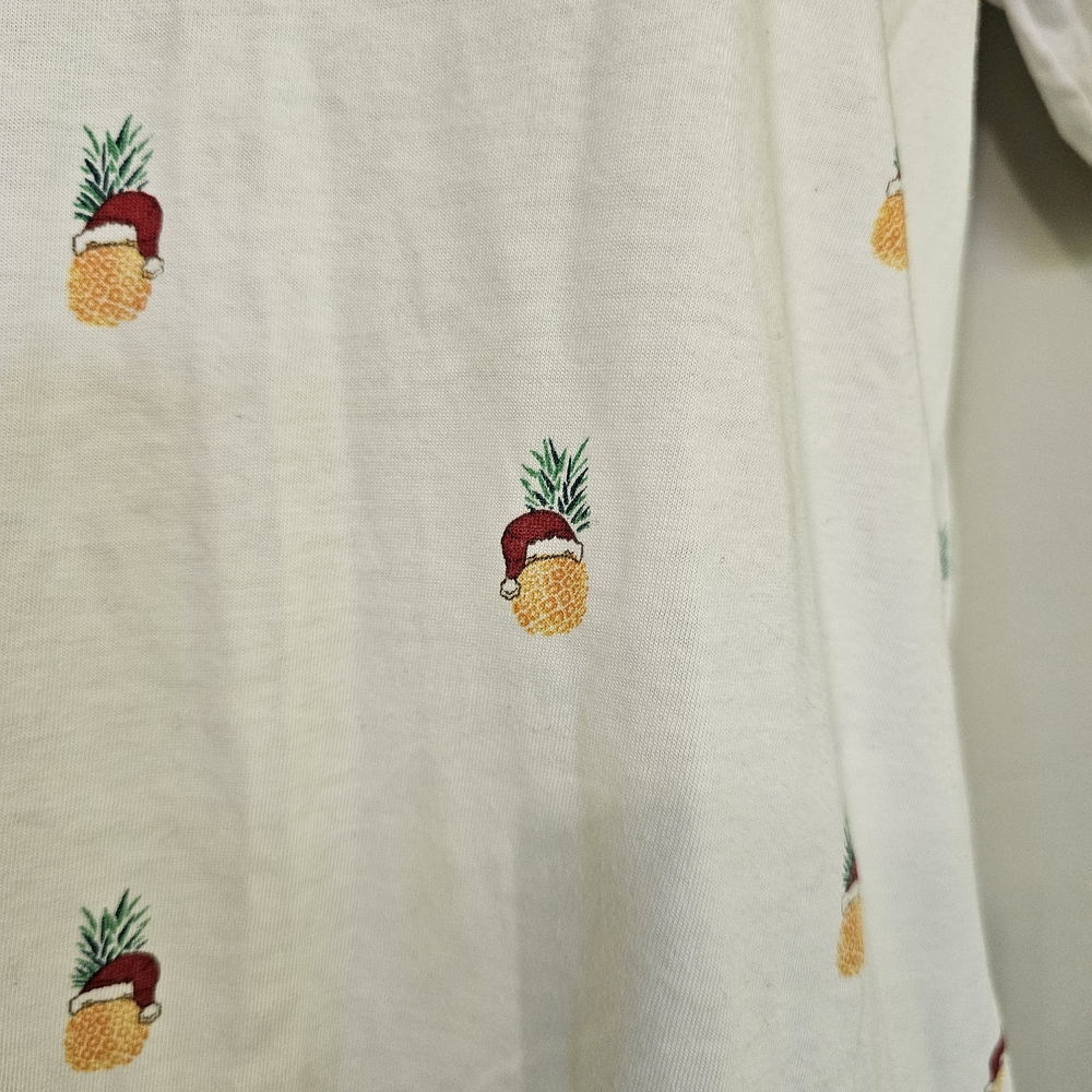 Christmas Denim & Flower White Tee with Orange Trim - Picture 2 of 4
